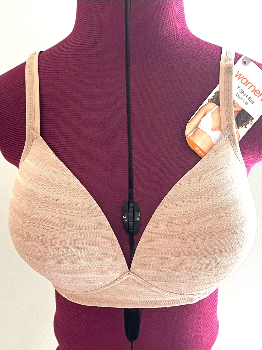 NWT Warner's Wireless T-Shirt Bra Nude Beige Comfort 36B
